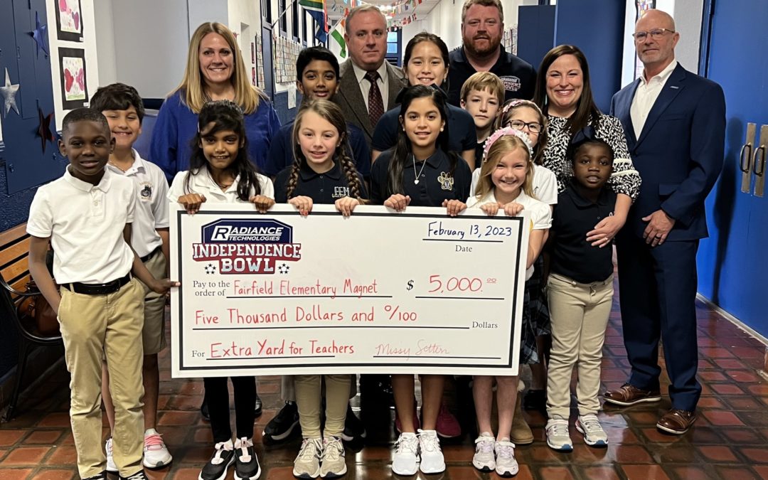 Independence Bowl Presents $5,000 Checks to Fairfield Elementary Magnet and Bossier Parish School for Technology & Innovative Learning
